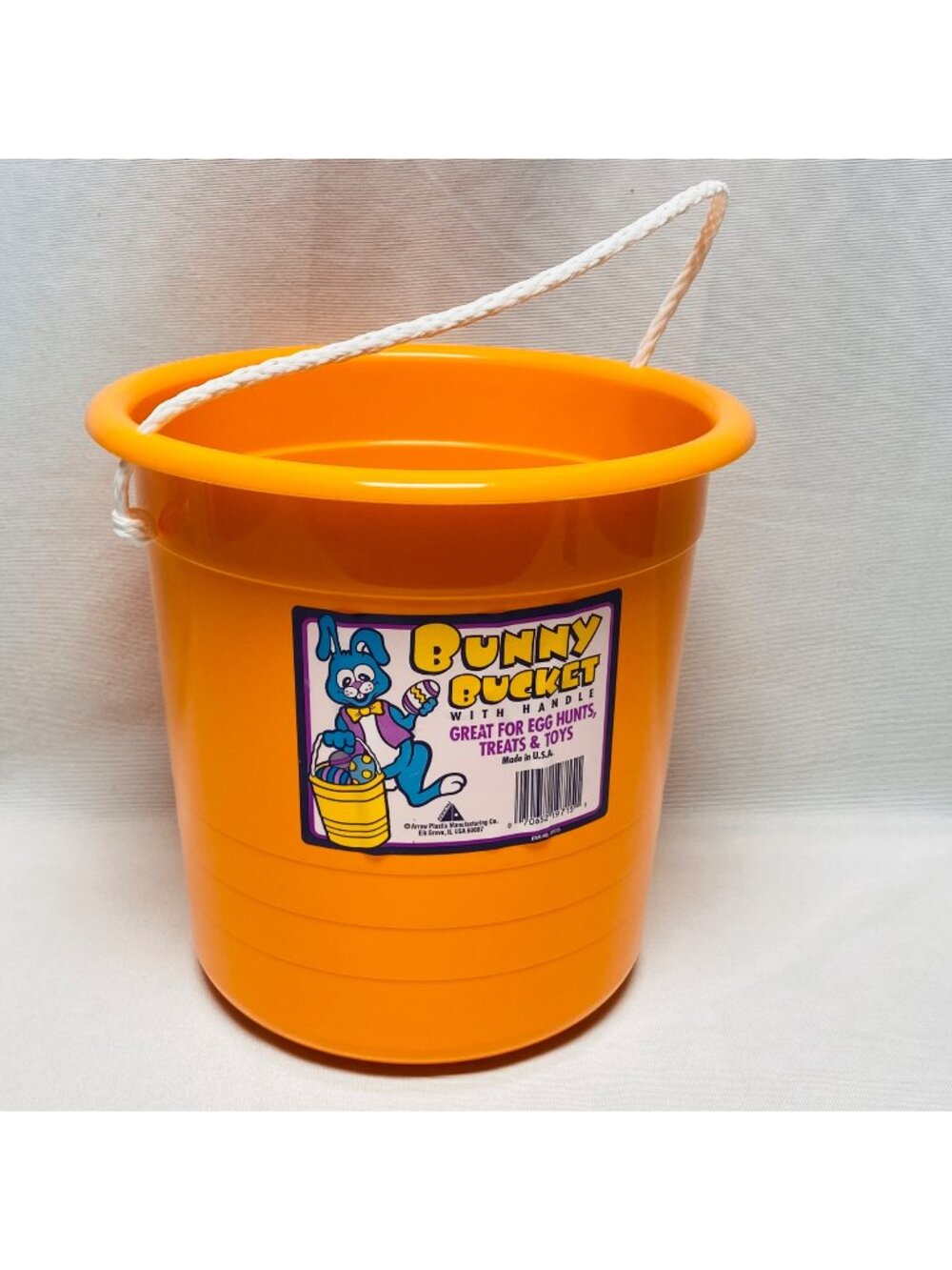 Bunny Bucket With Handle Orange Plastic For Egg Hunts Toys & Treats Made In USA